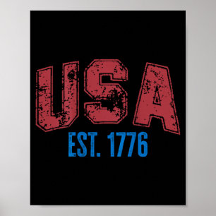 USA EST 1776 Patriotic Independence Day Vintage Poster