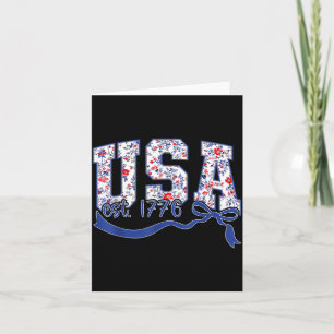 USA Est 1776 Toile Floral Patriotic Vintage Card