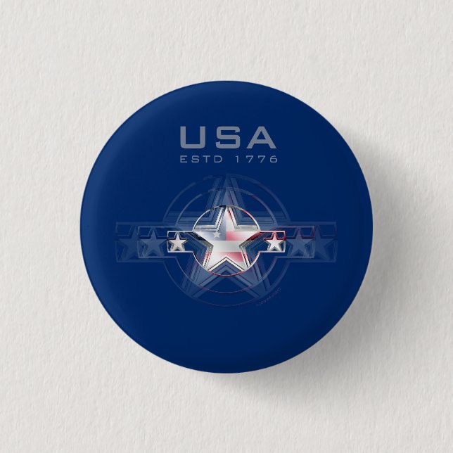 USA Estd. 1776 3 Cm Round Badge (Front)