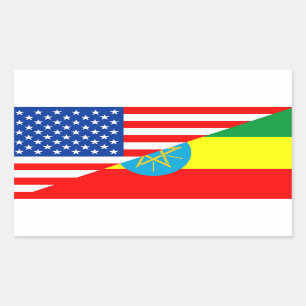 usa ethiopia country half flag america symbol rectangular sticker