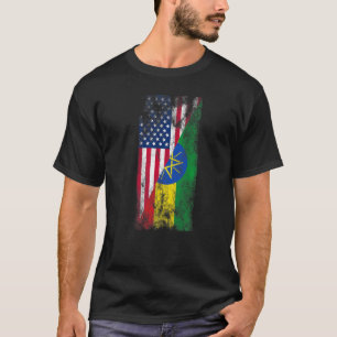 Usa Ethiopia Flags United States Of America Ethio T-Shirt