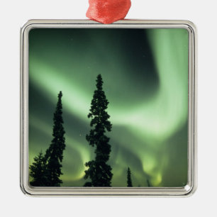 USA, Fairbanks area, Central Alaska, Aurora 2 Metal Tree Decoration