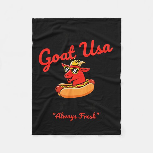 Usa Famous Goat Usa Hot Dogs, Funny American Bbq & Fleece Blanket (Front)