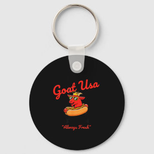 Usa Famous Goat Usa Hot Dogs, Funny American Bbq & Key Ring