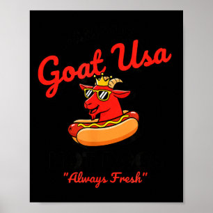 Usa Famous Goat Usa Hot Dogs, Funny American Bbq & Poster