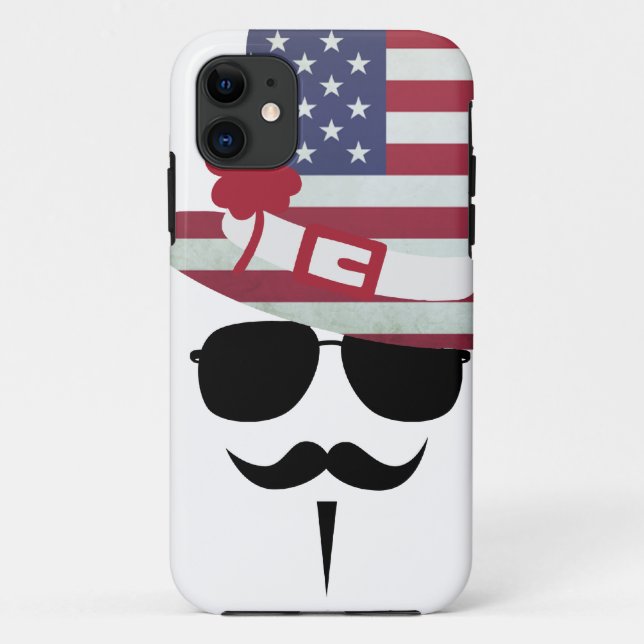 USA Fan with Mustache Case-Mate iPhone Case (Back)