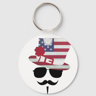 USA Fan with Mustache Key Ring