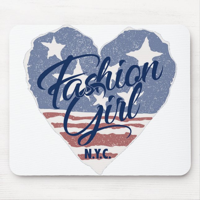 USA Fashion girl , usa heart flag nyc Mouse Mat (Front)