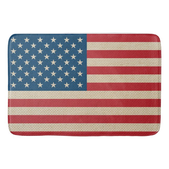 USA faux burlap flag Bath Mat (Front)
