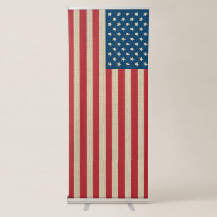 USA faux burlap flag Retractable Banner