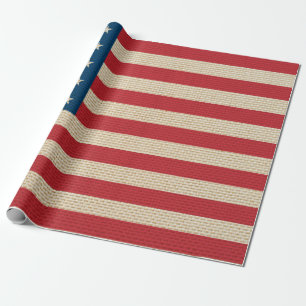 USA faux burlap flag Wrapping Paper