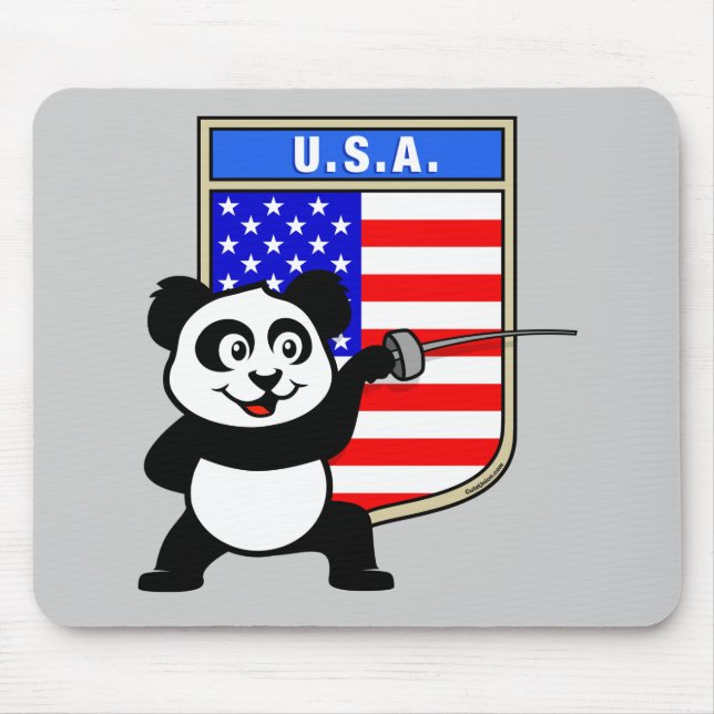USA Fencing Panda Mouse Mat (Front)