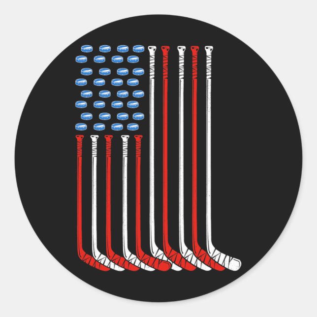 Usa Field Hockey American Flag  Classic Round Sticker (Front)