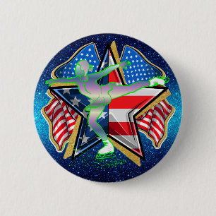 USA  Figure Skater Button
