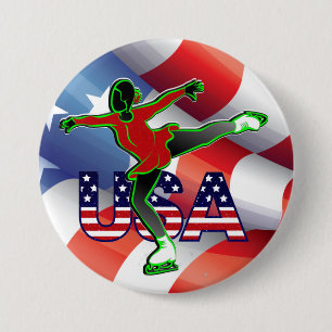 USA Figure Skating Large  7.5 Cm Round Badge