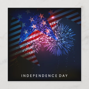 USA Fireworks & Flag 4th of July Invitation