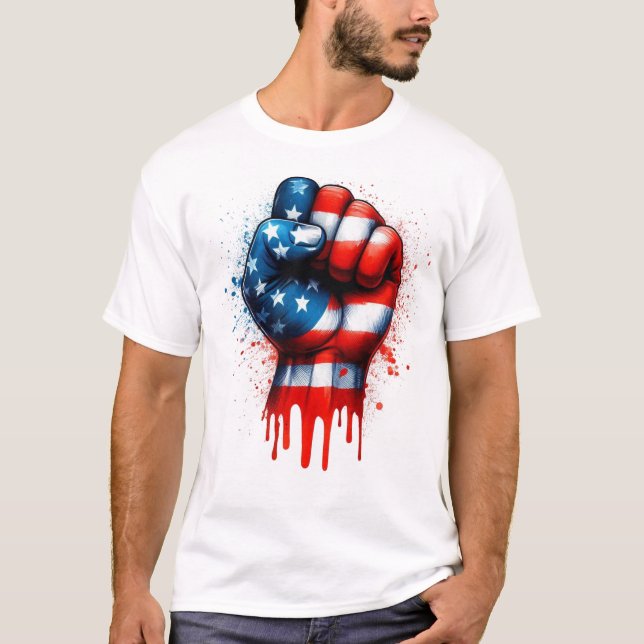 USA Fist Dripping Red T-Shirt (Front)