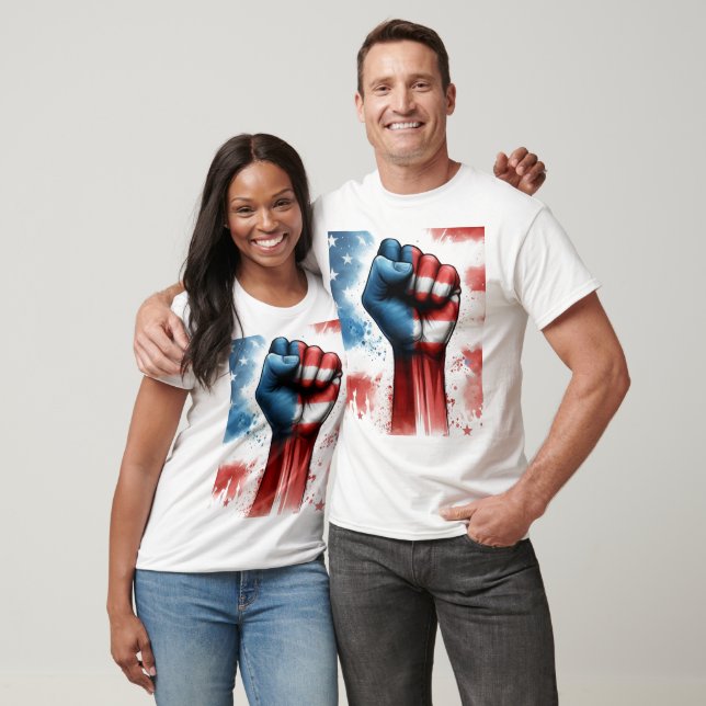 USA Fist with Flag Background T-Shirt (Unisex)