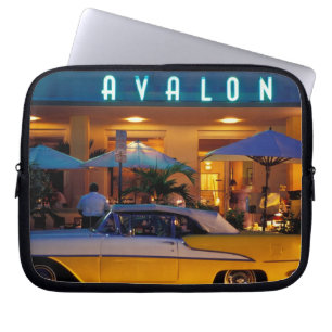 USA, FL, Miami, South Beach at night. Laptop Sleeve