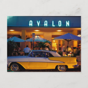 USA, FL, Miami, South Beach at night. Postcard