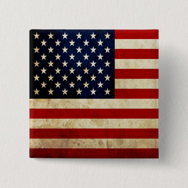 USA Flag 15 Cm Square Badge (Front)