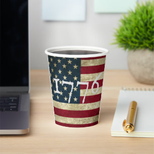 USA Flag 1776 July Fourth Indepence Party Paper Cups