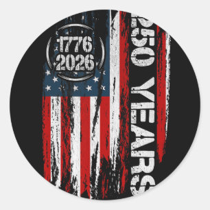 Usa Flag 250 Years 1776 2026 250th Birthday Party Classic Round Sticker