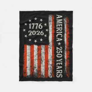 USA Flag 250 Years Anniversary 1776-2026 Freedom Fleece Blanket