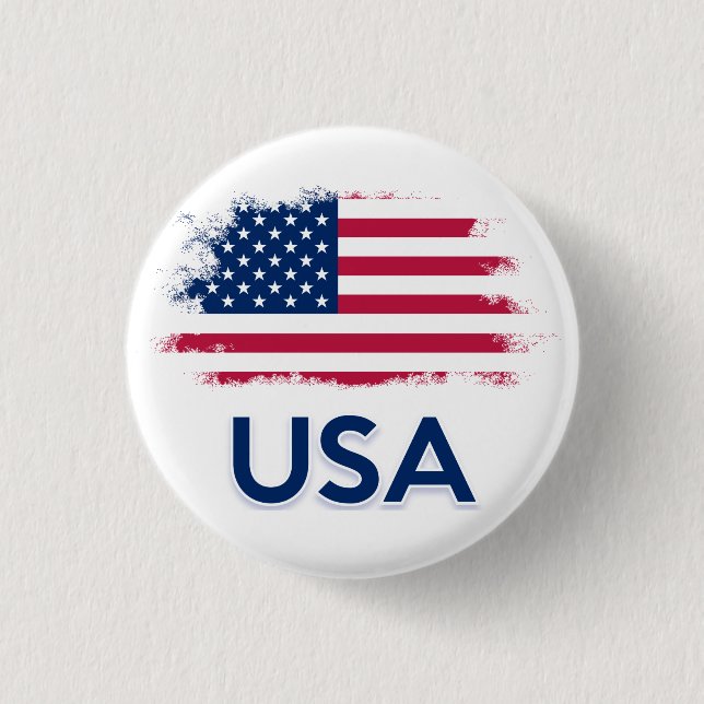 USA Flag   3 Cm Round Badge (Front)