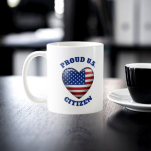 USA Flag   3D Heart Icon   Proud U.S. Citizen Coffee Mug