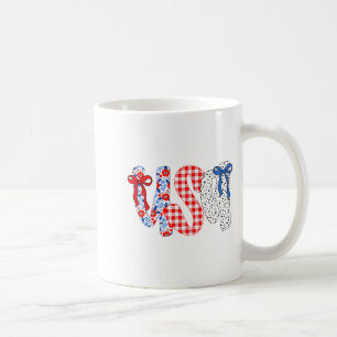 Usa Flag 4th Of July Coquette Bow Floral Patriotic Coffee Mug