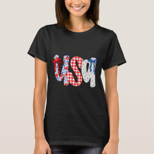Usa Flag 4th Of July Coquette Bow Floral Patriotic T-Shirt