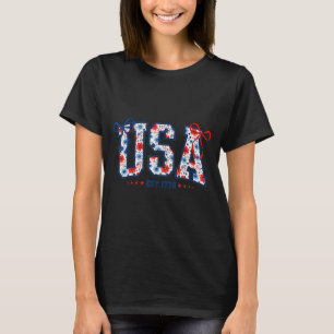 Usa flag 4th of july coquette bow floral patriotic T-Shirt
