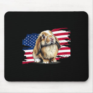 Usa Flag 4th Of July Mini Holland Lop Bunny Rabbit Mouse Mat