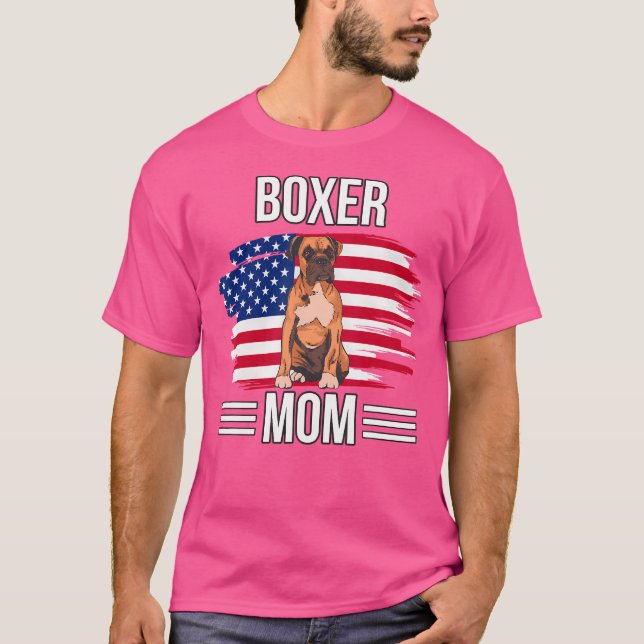 Usa Flag 4Th Of July Mother'S Day Merica Boxer Mum T-Shirt (Front)