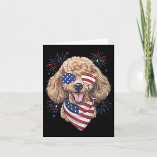 Usa Flag 4th Of July Patriotic American Cute Poodl Card