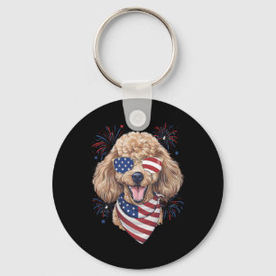 Usa Flag 4th Of July Patriotic American Cute Poodl Key Ring