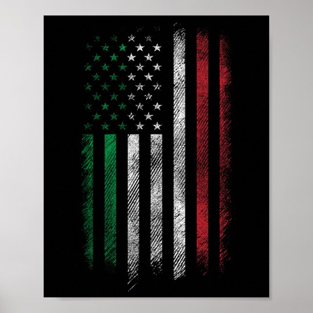 Usa Flag 4th Of July Patriotic American Italian Fl Poster (Front)