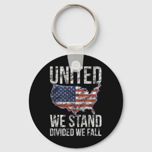 USA Flag 4th Of July  United We Stand Divided We F Key Ring