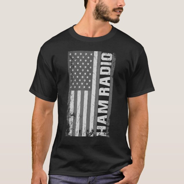 Usa Flag Amateur Ham Radio Day Celebration T-Shirt (Front)