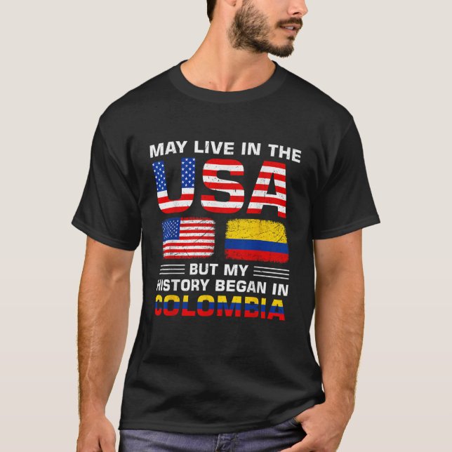 USA Flag America Colombia Flag Colombian Roots Cou T-Shirt (Front)