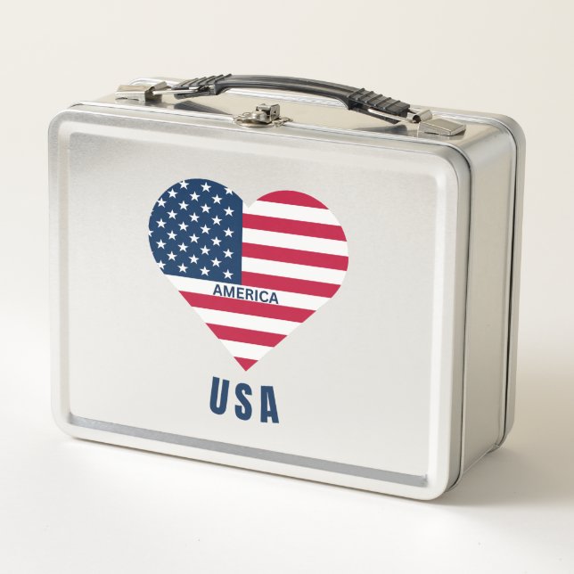 USA Flag  America Love  Metal Lunch Box (Front)