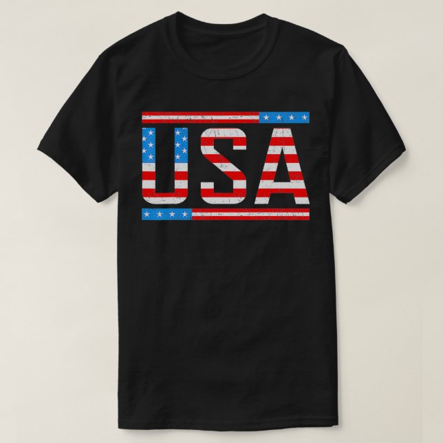 USA Flag American  4th of July Merica America Flag T-Shirt (Design Front)