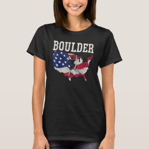 USA Flag American Boulderer Rock Climbing Boulderi T-Shirt
