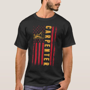 Usa Flag American Carpenter 4th July Woodworker Ca T-Shirt
