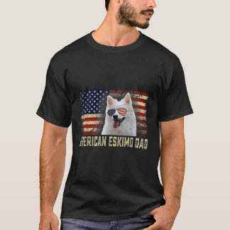Usa Flag American Eskimo Dad Fathers Day T-Shirt