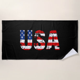 USA Flag American Flag US National Patriotic USA 4 Beach Towel