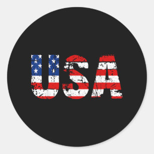 USA Flag American Flag US National Patriotic USA 4 Classic Round Sticker