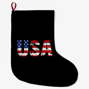 USA Flag American Flag US National Patriotic USA 4 Large Christmas Stocking