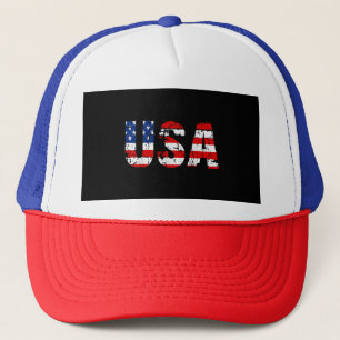 USA Flag American Flag US National Patriotic USA 4 Trucker Hat